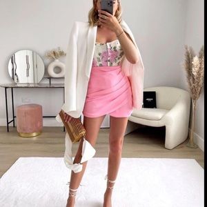 NEW ZARA DRAPED PINK MINI SKIRT